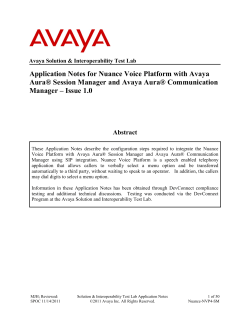 Application Notes for Nuance Voice Platform with Avaya Aura