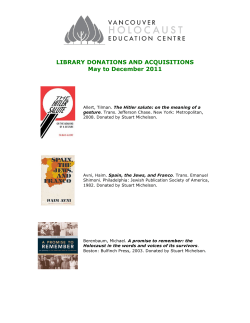 LIBRARY DONATIONS AND ACQUISITIONS May to December 2011