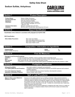 Safety Data Sheet Sodium Sulfate, Anhydrous