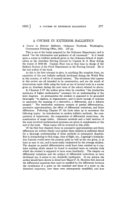 a course in exterior ballistics
