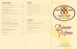 Dinner Menu - 88 Restaurant and Lounge