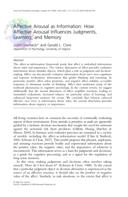 Affective Arousal as Information: How Affective Arousal