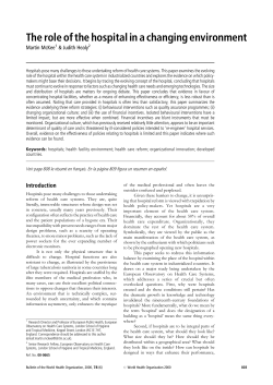 The role of the hospital in a changing environment