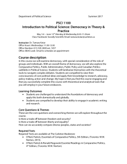 PSCI 1100 Introduction to Political Science: Democracy in Theory
