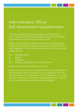 Administrative Officer – Self Assessment Questionnaire