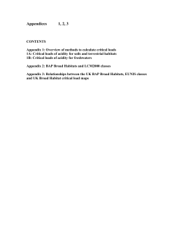 Appendices 1, 2, 3 - Critical Loads and Dynamic Modelling