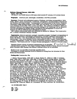 Stedman, Edmund Clarence, 1833-1906. Papers, 1840