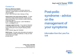 Post-polio syndrome - advice on the management of your symptoms