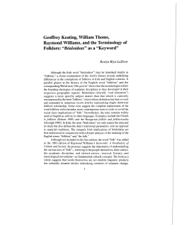 Geoffrey Keating, William Thoms, Raymond Williams, and the