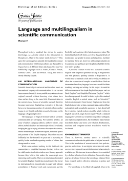 Language and multilingualism in scientific