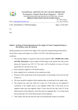 Inviting of Tender/Quotations for the supply of Crude /Compound