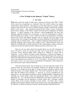 A New Wrinkle in the Qumran &ldquo;Yahad&rdquo; Theory