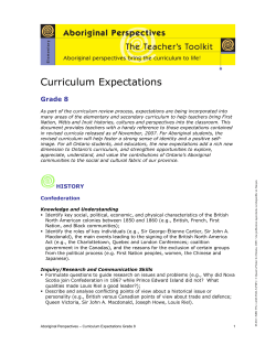 Expectations Grade 8 - Ministry of Education