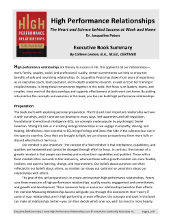 Book Summary for High Performance Relationships