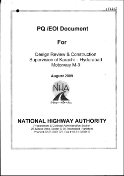 PQ /EOl Document For - National Highway Authority