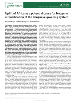 Uplift of Africa as a potential cause for Neogene intensification of the