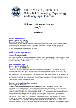 Philosophy Semester 1 Hons Courses List 2016-17