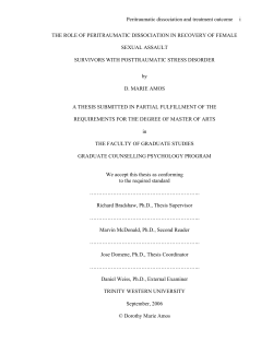 The Role of Peritraumatic Dissociation in Recovery of Female