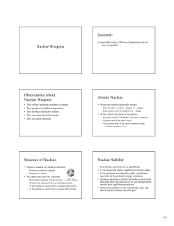 Nuclear Weapons Question: Observations About