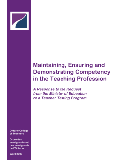 Maintaining, Ensuring and Demonstrating Competency in the