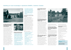 Building on local knowledge in Sjuh&auml;rad LEADER+, Southern Sweden