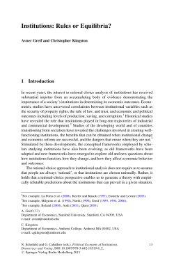 Institutions: Rules or Equilibria?