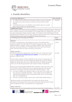 Lesson Plans 1. Family identities