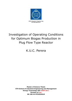 Investigation of Operating Conditions for Optimum Biogas