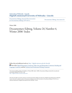 Documentary Editing, Volume 28, Number 4, Winter 2006-