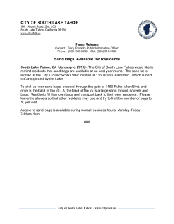 CITY OF SOUTH LAKE TAHOE Sand Bags Available for Residents