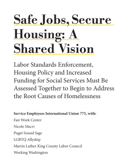 Safe Jobs, Secure Housing: A Shared Vision