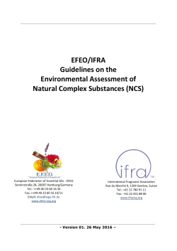 EFEO/IFRA Guidelines on the Environmental Assessment of Natural