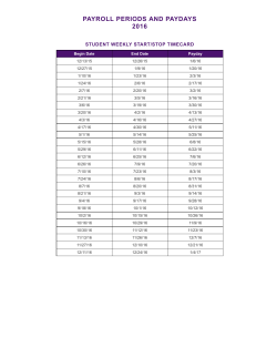 2016 Payroll Periods and Paydates