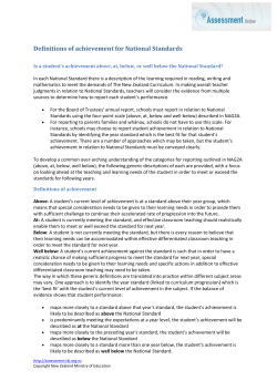 Definitions of achievement for National Standards