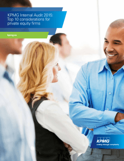 KPMG Internal Audit 2015: Top 10 considerations for private equity