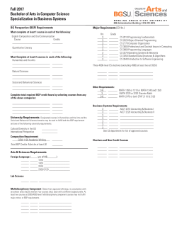 Fall 2017 Bachelor of Arts in Computer Science Specialization in