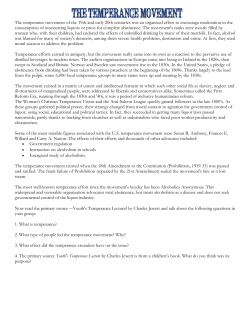 The temperance movement of the 19th and early 20th centuries was