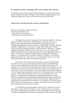 1 In: Manifestos for History (Routledge, 2007), eds. K Jenkins and A