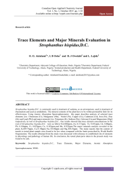 Trace Elements and Major Minerals Evaluation in Strophanthus
