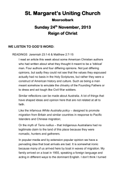 Sunday November 24, 2013  - St. Margaret`s Uniting Church