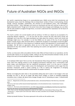 Future of Australian NGOs and INGOs
