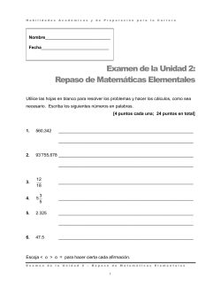 Examen de la Unidad 2: Repaso de Matemáticas Elementales