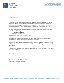 moi patient forms - Maryland Orthopedic Institute