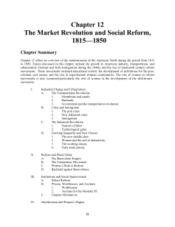 Chapter 12 The Market Revolution and Social Reform, 1815&mdash;1850