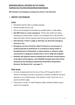 MANAGING MENTAL DISTRESS OUT OF HOURS