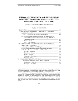 Diplomatic Immunity and the Abuse of Domestic Workers: Criminal