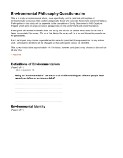 Environmental Philosophy Questionnaire