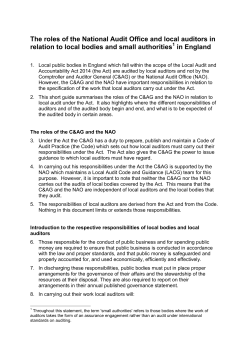 Statement of responsibilities of auditors and audited bodies: Local