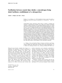 a non-nitrogen fixing shrub facilitates establishment of a nitrogen