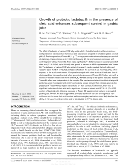 Growth of probiotic lactobacilli in the presence of oleic acid